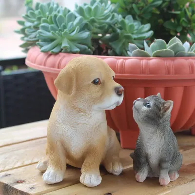 Cat and Dog Garden Sculptures Statues for Outdoor Patio Yard Lawn Home Decoration Animal Decorative