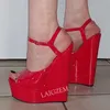 ZHIMA Damen-Pumps, 5 cm, Plattform, 20 cm, glänzend, steil, High Heels, Sandalen, Peep-Toe, handgefertigt, Fetisch-Schuhe, Frau, große Größe 38 42 45 48