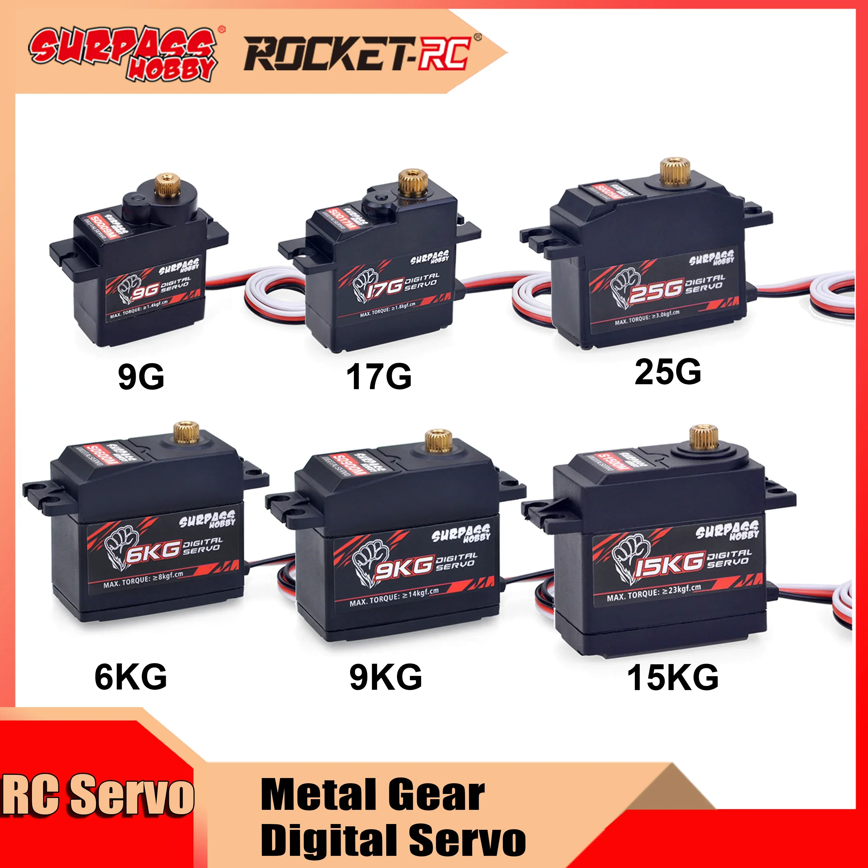 ÜBERTREFFEN HOBBY Servo RC High Speed Metal Gear Mini Servos 9G 17G 25G 6KG 15KG Digital Motor für 1/8 1/12 1/10 RC Auto Flugzeug