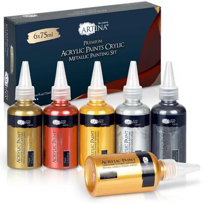 Artina - 6er Metallic Acrylfarben Set Crylic 6x75 ml