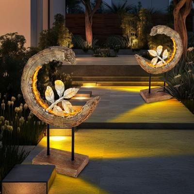 Solarleuchte Garten Holzoptik Gartendeko Solar Solarlampe Mond für Außen, Zweig silber, led 3000K Image