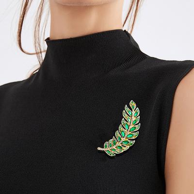 Women's Brooches Geometrical Leaf Fashion Stylish Brooch Jewelry Green For Daily Festival