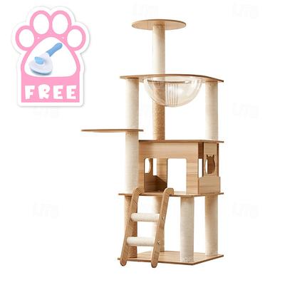 47.24 Inches Cat Tree/Cat Tree House and Towers for Large Cat/Cat Climbing Tree with Cat Condo/Cat Tree Scratching Post/Perches/Hammock, Multi-Level Large Cat Tree