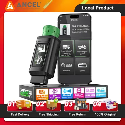ANCEL HD120 Bluetooth Heavy Duty Truck Scanner DPF Regeneration Scanner Diesel Scanner All Systems