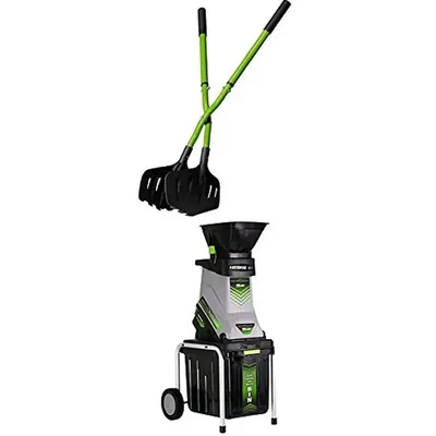 15-Amp Corded Electric Chipper Shredder with Yard Grabber Tool Shreds Sticks Up to 1.75" Thick Easy