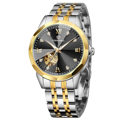 FORSINING Herren Mechanische Uhr Luxus Großes Ziffernblatt Modisch Geschäftlich Skelett Automatikaufzug leuchtend WASSERDICHT Stehlen Beobachten Image
