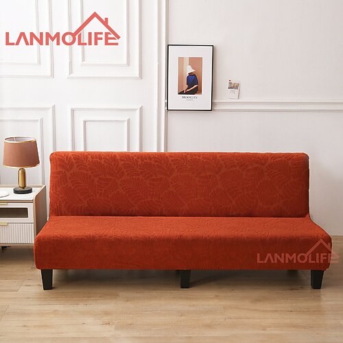 Jacquard-Futon-Schonbezug, Schlafsofa-Bezug, einfarbig, ohne Armlehne, Schlafsofa-Bezüge, hochelastisch, zusammenklappbar, Möbelschutzbezüge Image