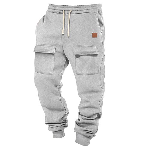 Herren Sportliche Hosen Jogginghose Jogger Hose Hosen Cargo-Jogginghose Tasche Kordelzug Elastische Taille Glatt Komfort Sports Outdoor Täglich Modisch Brautkleider schlicht Schwarz Armeegrün Image