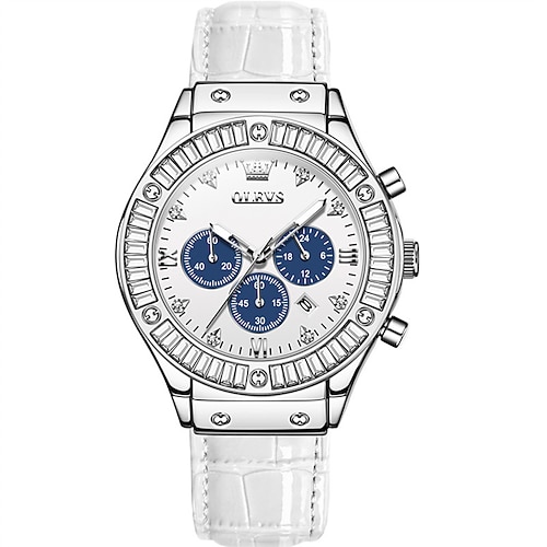 neue Olevs Olevs Marke Mode Gürtel Damen Quarzuhren Chronographen Kalender 24 Stunden leuchtende einfache Freizeit Sportuhren Diamanten wasserdichte Sport Damen Armbanduhren