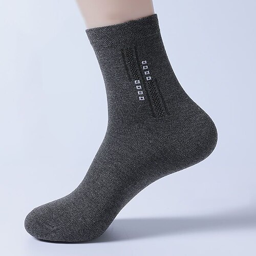 Herren 5 Paare Mehrfachpackungen Socken Socken Stricken Laufsport Socken Freizeitsocken Schwarz Weiß Farbe Glatt Urlaub Sport Natur Täglich Grundlegend Mittel Frühling Herbst Modisch Brautkleider Image