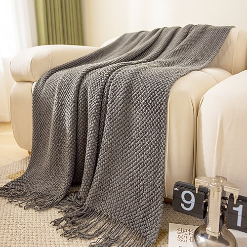 1 Überwurfdecke im nordischen Stil mit Quaste, Überwurfdecke für meine Mutter vom Sohn, warme, gemütliche, weiche Decke für Couch, Bett, Sofa, Büro, Camping Image