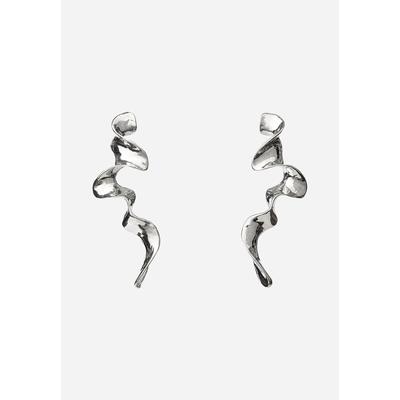 Plus Size Women's Squiggle Earrings by ELOQUII in Silver (Size NO SIZE)