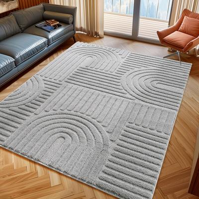 Teppich AYYILDIZ TEPPICHE "ART 1121", silber, B:240cm H:8mm L:340cm, Polypropylen, Teppiche, Läufer, auch in rund, 3D Hoch-Tief-Effekt, weich, pflegeleicht Image