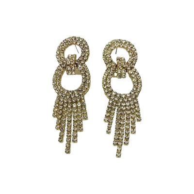 Women's Oversized Gem Link Earrings With Fringe by ELOQUII in Gold (Size NO SIZE)