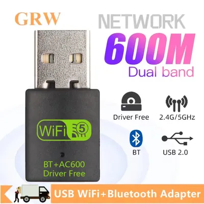 600Mbps USB WiFi Bluetooth Adapter 2 in 1 Dongle Dual Band 2.4G/5GHz USB WiFi Network Wireless Wlan