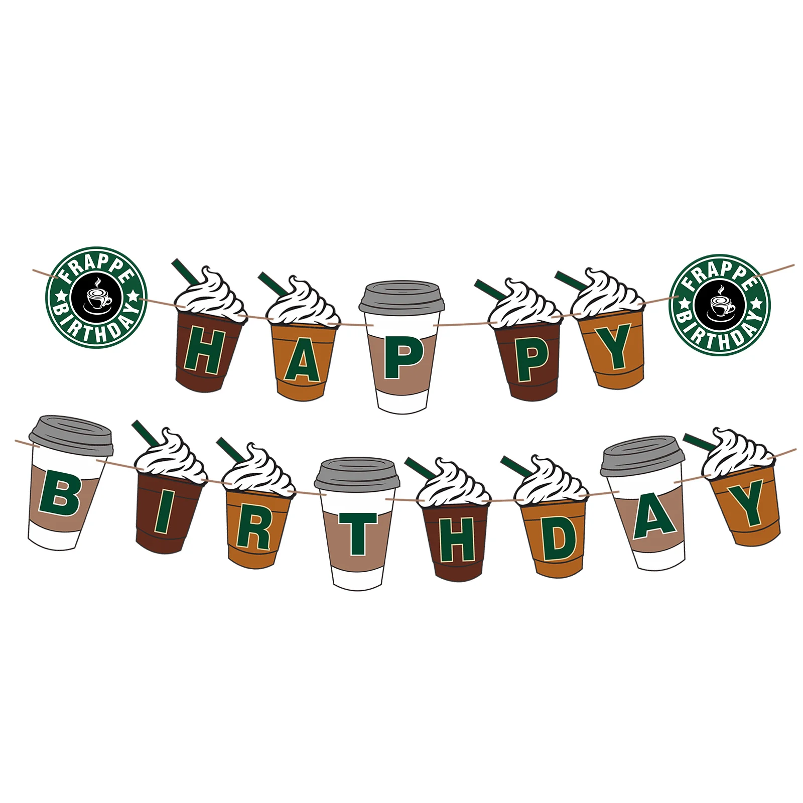Kaffee Party Dekorationen Frappe alles Gute zum Geburtstag Banner Kaffee Cafe Geburtstags feier liefert Frappe Kaffee Cafe Party liefert Favo Image