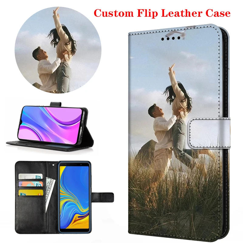 Étui en cuir personnalisé DIY à rabat pour Samsung Galaxy S25 S24 S23 S22 S21 S20 FE S10 S10e S9 S10 Plus, avec fonction portefeuille et support de carte, compatible S26