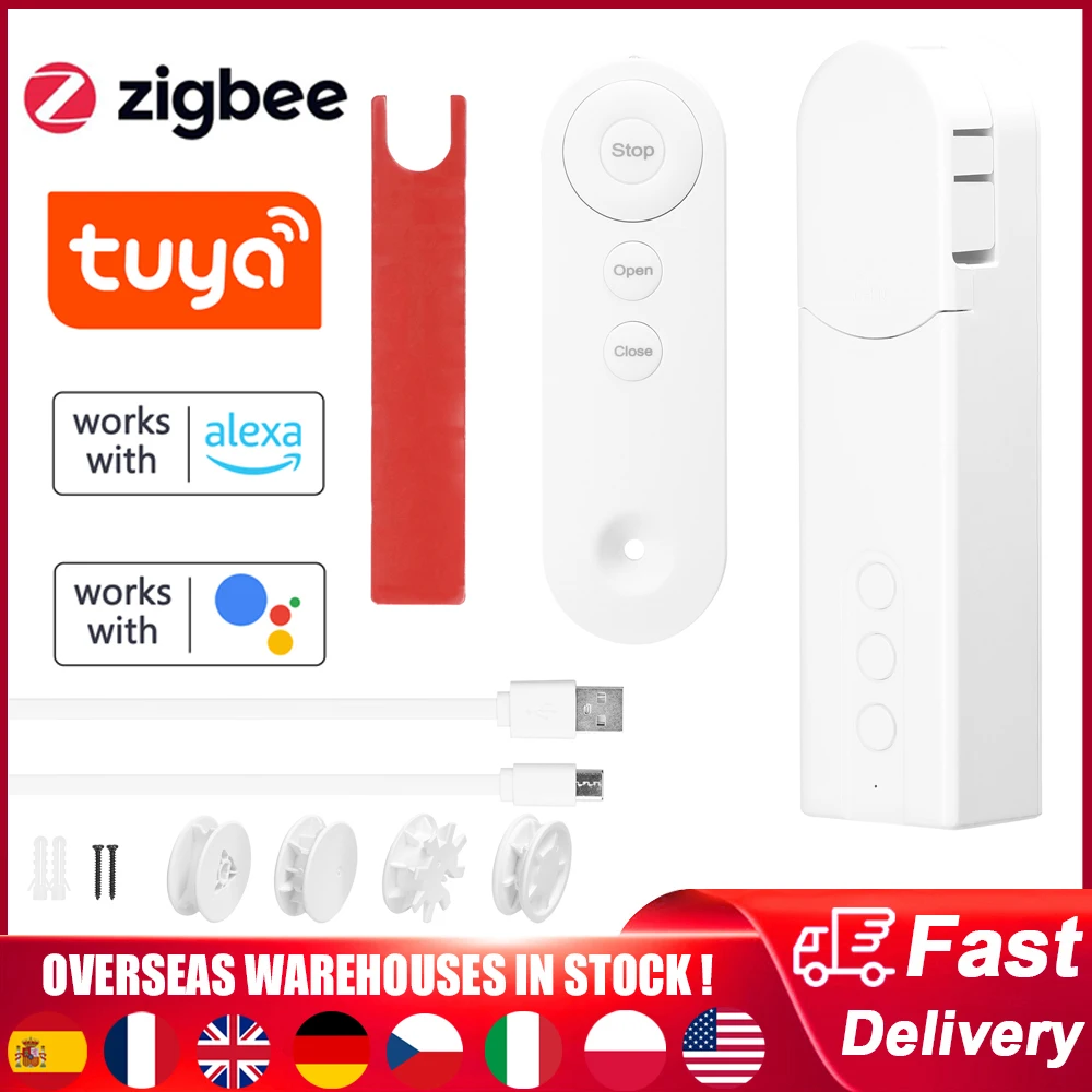Tuya ZigBee Smart Curtain Controller elektrische Rollläden Treiber Timer keine Verkabelung Pull Bead Vorhang Motor für Alexa Google Home Image