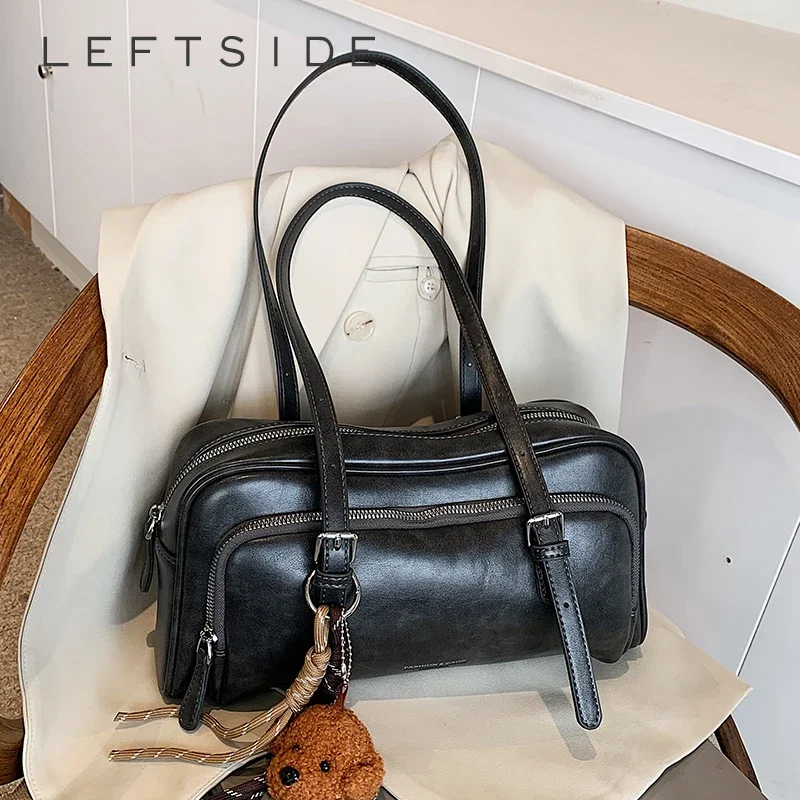 LEFTSIDE – petit sac à bandoulière en cuir PU pour femmes, sacs à main et bourses pour dames, mode coréenne Y2K, fourre-tout de couleur unie, 2024
