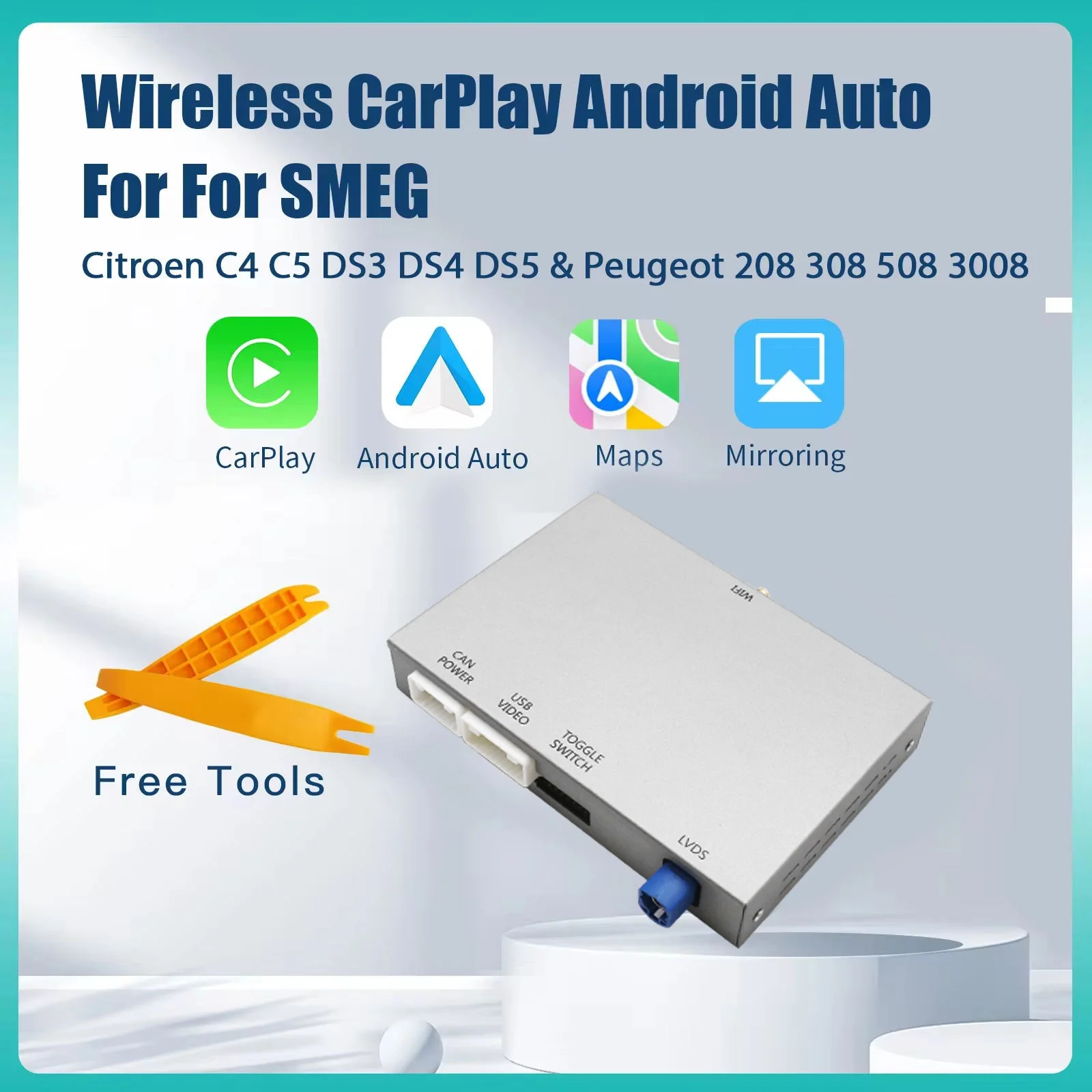 AUTOABC Drahtlose Carplay Android auto für Peugeot SMEG 208 308 508 3008 Citroën C4 DS3 DS4 DS5 Multimedia modul Kamera Image