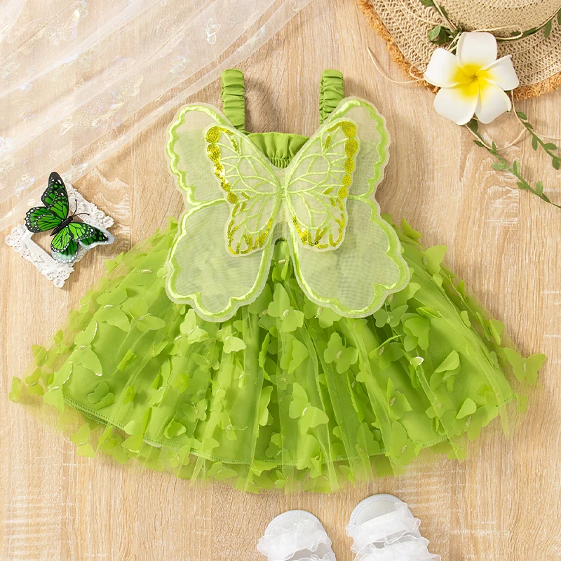 Kleinkind Kinder Baby Mädchen Prinzessin Kleid, Sommer ärmelloses Tüllkleid mit Schmetterlingsflügeln Image