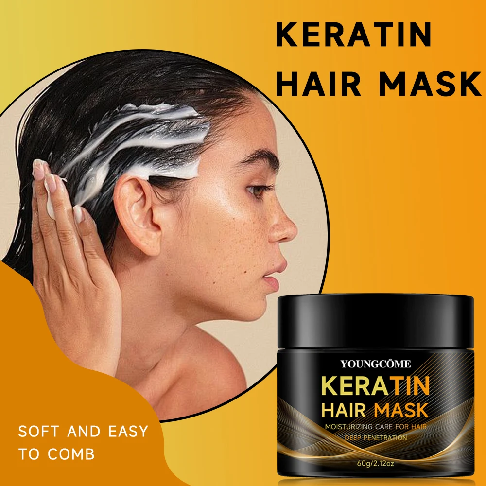 Vitamine Keratin Haarmaske Deep Conditioner, Reparatur für trocken geschädigtes und farb behandeltes Haar, feuchtigkeit spendendes und pflegendes Haar Image
