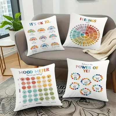 4-teiliges Set emotionale Regenbogen rad psychische Gesundheit Kissen bezüge Reiß verschluss Image
