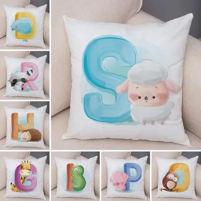26 Buchstaben Tier Kissen bezug für Kinderzimmer Aquarell Englisch Brief druck Kissen bezug kurze Image