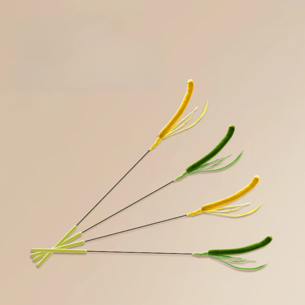 Kimpets Katze Hund Schwanz Gras Hund Salbei Feder Lange Stange Katze Necken Stick Biss Beständig Selbst Beruhigende Werkzeug Katze Spielzeug Heimtierbedarf Image