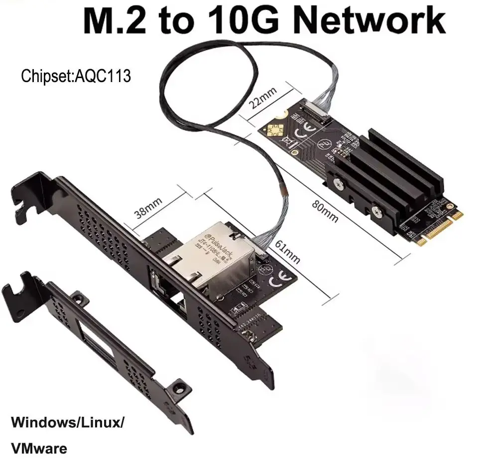 M.2 B+M Single-Port 10GbE Netzwerkkarte RJ45 Ethernet Netzwerkadapter AQC113 Industrial Control Grade Server Netzwerkkarte Image
