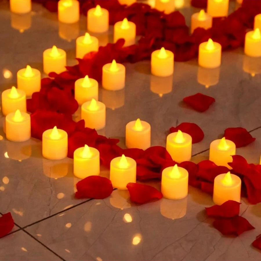 24er Pack flammen lose LED-Tee lichter Kerzen-flackernde warm gelbe batterie betriebene elektronische gefälschte Kerzen-Dekorationen Image