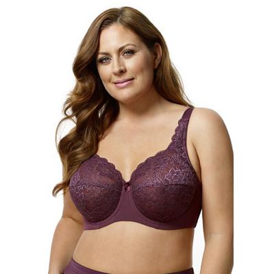 Plus Size Women's Lacey Curves Underwire Bra by Elila in Plum (Size 40 J)