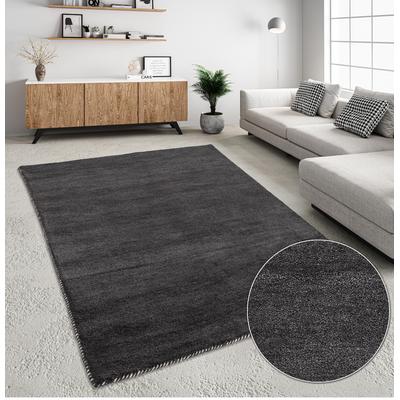 THEKO Wollteppich "Gabbeh Uni, Handweb Teppich, meliert, reine Wolle, handgewebt", rechteckig, 14 mm Höhe, Schlafzimmer, Wohnzimmer, Esszimmer, auch als Läufer oder rund Image
