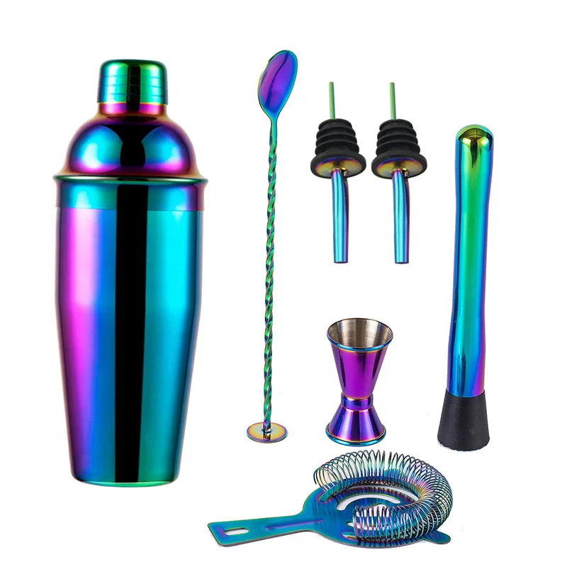 5/7 stücke Regenbogen Cocktail Shaker Edelstahl Boston Shaker Bar Set Barkeeper Kit Trinken Mixer Party Bar Werkzeuge