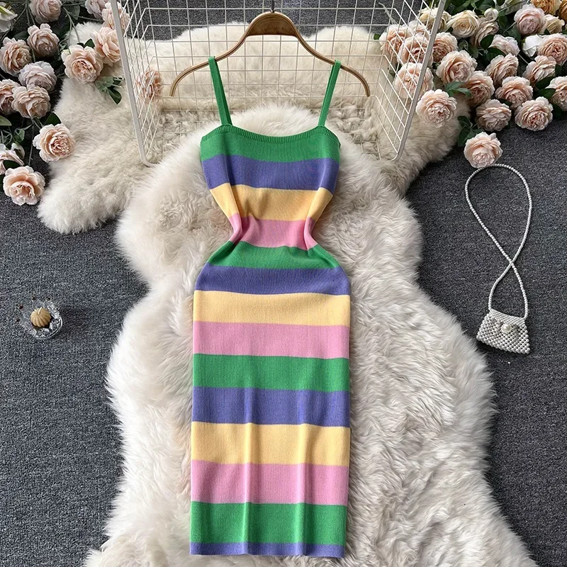2026 neue Sommer Mode Sexy Wrap Hüften Gestrickte Kleid Frauen Dünne Elastische Bodycon Lange Kleid Streetwear Outfits Vestido Image
