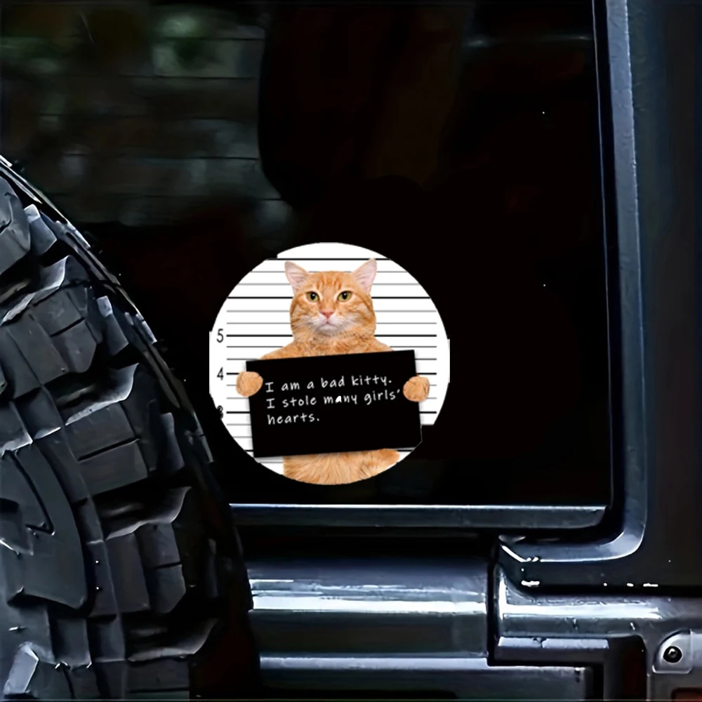 1 Stück Katze mit ich bin ein schlechtes Kätzchen. Ich stahl viele Mädchen Herzen Aufkleber-Spaß und süße Dekoration für Autos, Laptops, Wasser flaschen Image