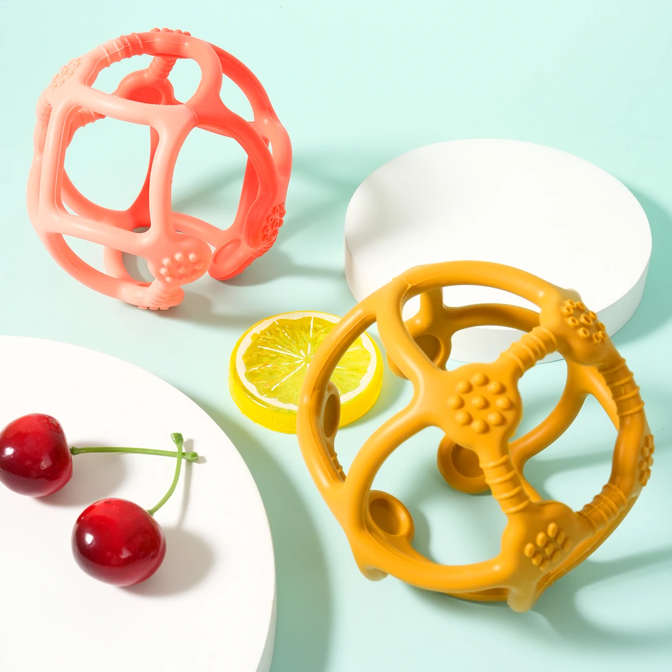 Farbe Kinder 1PCS Silikon Baby Spielzeug Ball Form Kauen Spielzeug Kleinkind Beißring Spielzeug BPA FREI Zahnen Spielzeug Für babys Weiche Baby Zeug