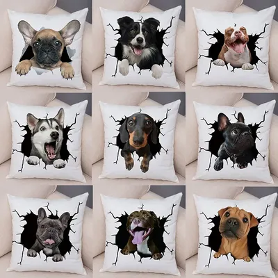 2024 neue Nette Hund Dekor Druck Kissen Fall Mode Schlafzimmer Sofa Taille Kissen Abdeckung Auto Dekoration Hause Kissenbezug 40*40 cm Image
