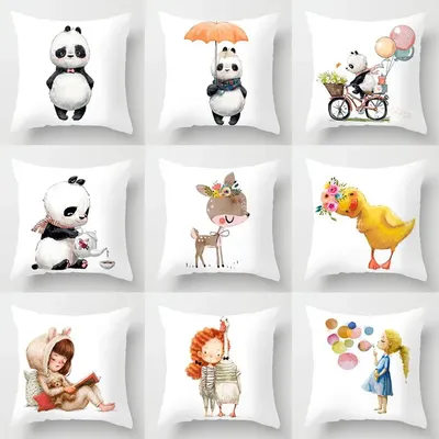 2024new Cartoon Panda Tier Kissen bezug Mode niedlichen Kissen bezug Wohnkultur Sofa Auto Kopfstütze Image
