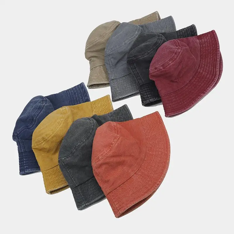 Kinder Baby gewaschen Denim Baumwolle Eimer Hut für Jungen Mädchen benutzer definierte Name Logo Fischer Kappe Panama breite Krempe Sonnenhut Outdoor-Team Kappen Image