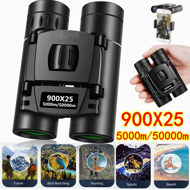 900X25 Tragbare HD Zoom 5000M/50000M Fernglas Teleskop Leistungsstarke Falten Fern Vision Jagd Outdoor Camping sport Image