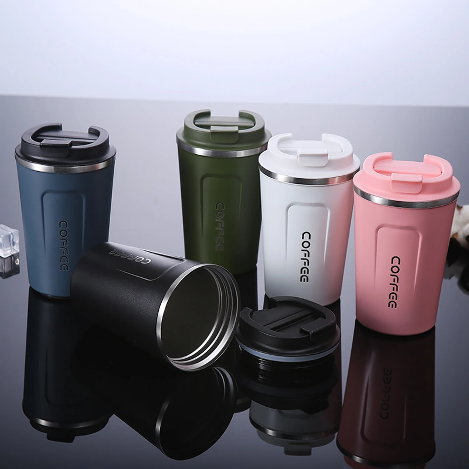 Thermo Cafe Auto Thermoskanne Tasse für Tee Wasser Kaffee auslaufs icher Reise Thermo Tasse Kaffeetasse 380/510ml Doppel Edelstahl Image