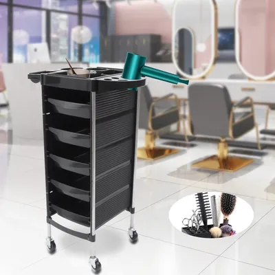Space-saving Beauty Salon Trolley Rolling Hairdressing Storage Cart Drawers