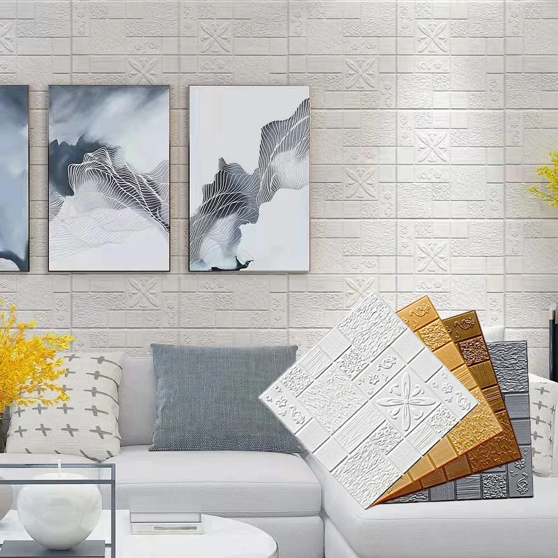 Selbst klebende Tapete 3d Schaum Wand paneel Wohnzimmer wasserdicht feuchtigkeit beständig Schlafzimmer Kinderzimmer Home Decora Wanda uf kleber