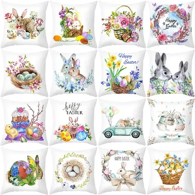 2024 neue Tier Kissen bezug glücklich Osterei Hase Dekor Kissen bezug Blume Hase Druck Kissen bezug Image