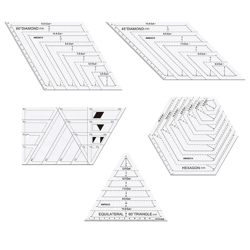 Quilt-Lineal, Nähschablone, Patchwork-Werkzeug, Stoffschneidelineal, Handnähen, Zeichenwerkzeug Image
