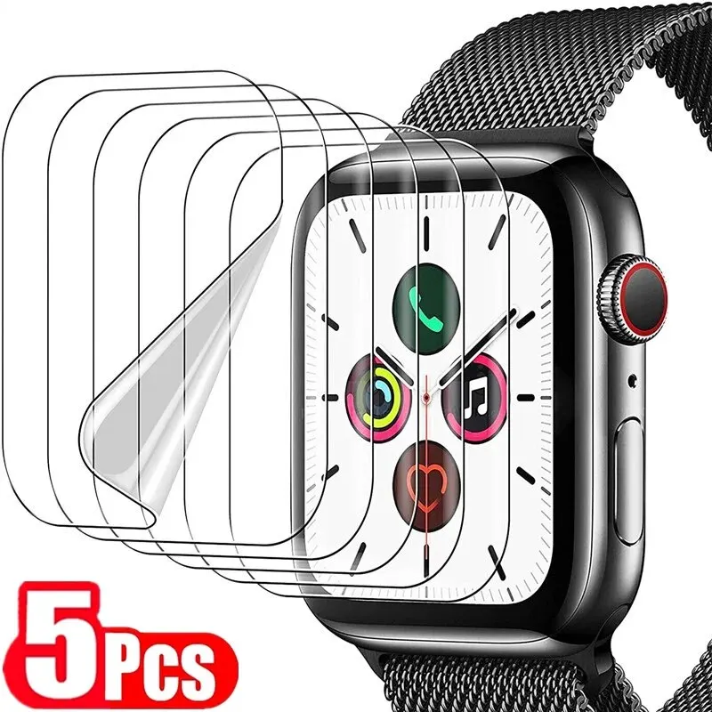 5PCS Schutzfolie für Apple Watch 9 5 6 SE 40mm 44mm 41mm 45mm Displayschutzfolie für Apple Watch 5 6 7 8 9 41mm 45mm 40mm 44mm Image