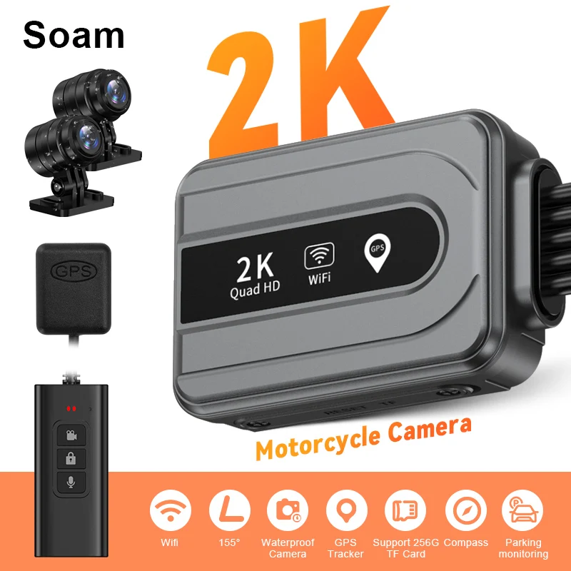 DVR per moto 2K Dash Cam anteriore e posteriore WiFi GPS Telecamera per moto impermeabile per tutto il corpo Videoregistratore di guida Scatola nera