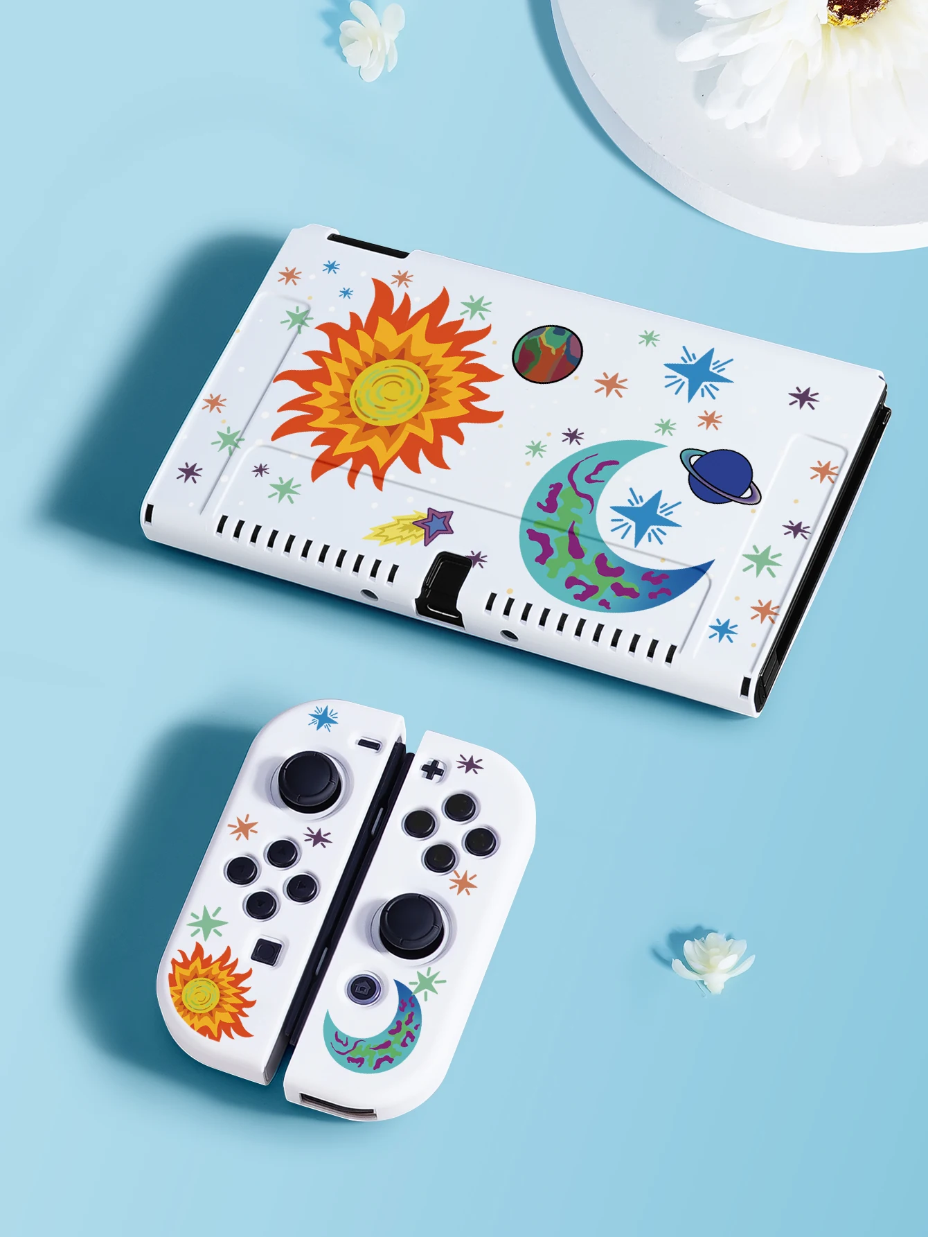 Galaxy case für nintendo switch oled, ns spiel zubehör, trennbare hands chale für ns joycon, schalter abdeckung Image