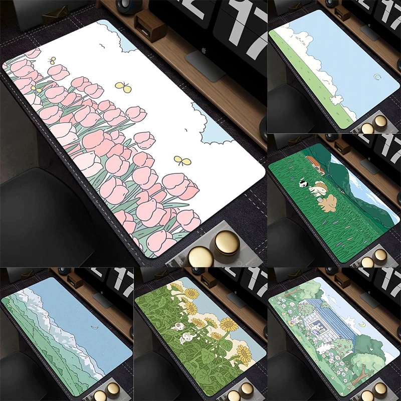 Große niedliche Anime Mauspad Gummi Laptop Computer Kawaii Mauspad Gamer große Büro Maus Matte Tastatur Schreibtisch Matte Mause Pads Image